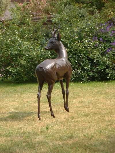 Life size bronze deer sculpture