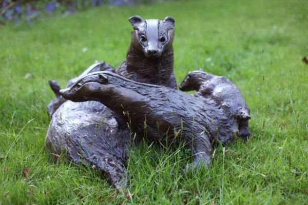 Badger Family Bronze Lifesize Statue