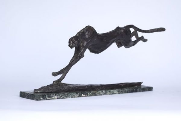 Small Bronze Hunting Cheetah Sculpture