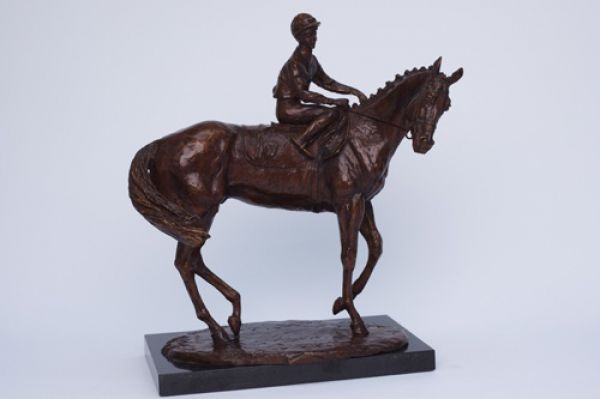 Bronze Horse and Jockey Statuette