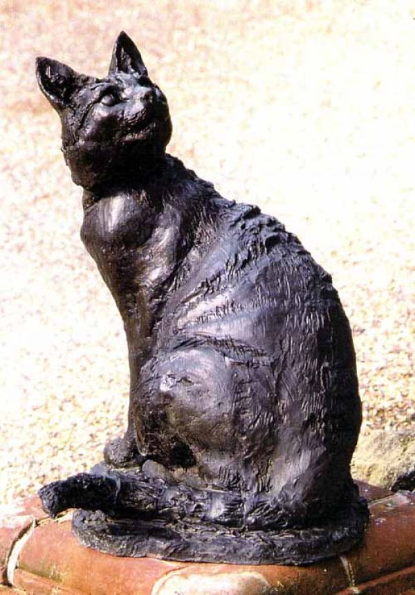 Large Cat Portrait Bronze Sculpture