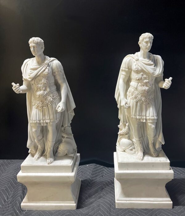 'MARBLE ROMAN SOLDIER STATUES'