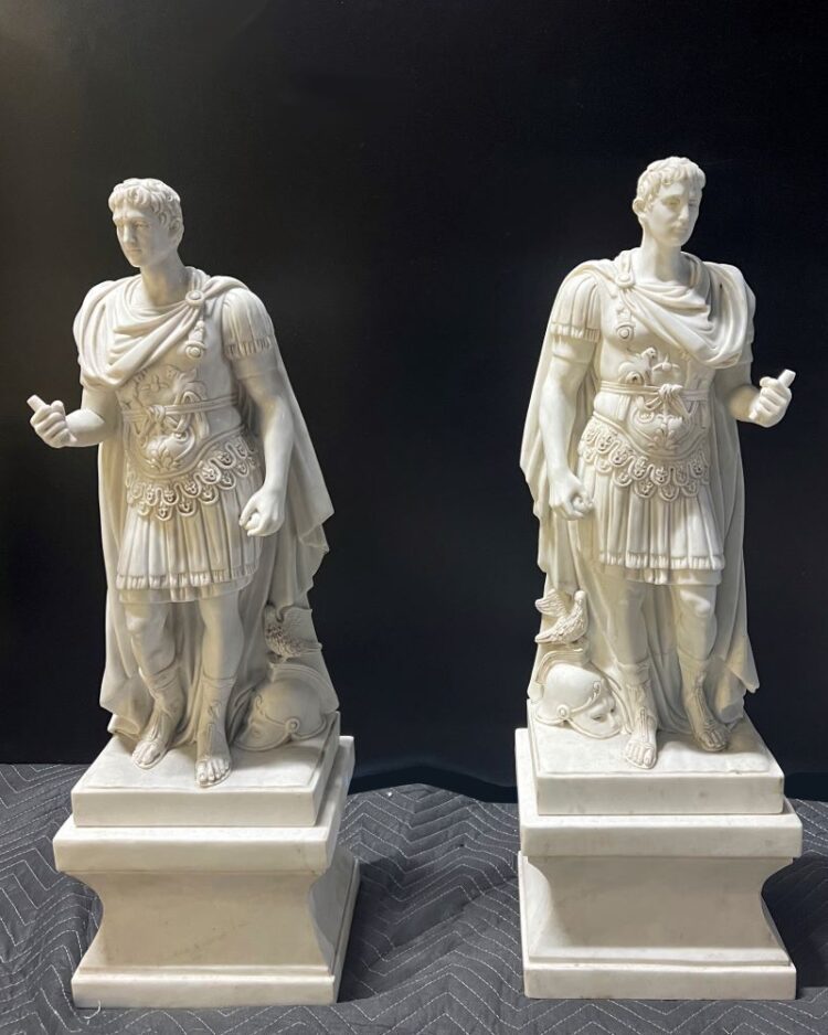 'MARBLE ROMAN SOLDIER STATUES'