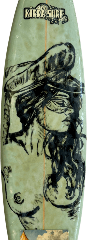 David Bromely Surfboard For Sale Light Green Colour Woman with Boobs