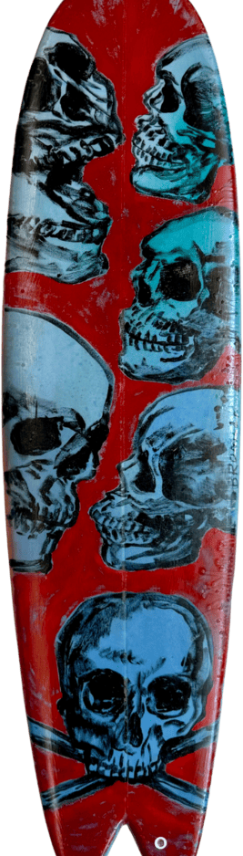 David Bromley Surfboards Skulls Red and Blue
