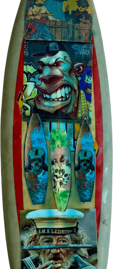 David Bromley Surfboard For Sale Green and Blue Colours