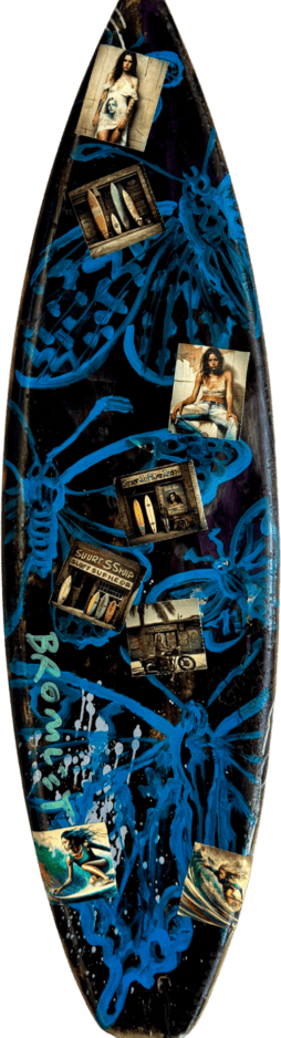 David Bromley Surfboard blue and black